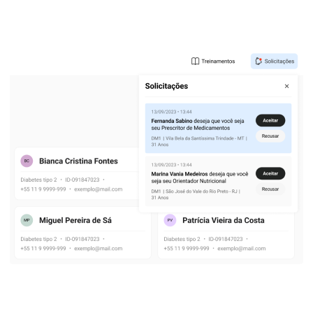 Tela do prontuário eletrônico Glic com lista de pacientes